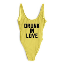 Load image into Gallery viewer, DRUNK IN LOVE Letter Print 1 One Piece Swimsuit Women Red Swimwear Monokini Sexy Bodysuit Bathing Suit Wedding bathing suit 2018