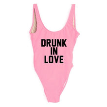 Load image into Gallery viewer, DRUNK IN LOVE Letter Print 1 One Piece Swimsuit Women Red Swimwear Monokini Sexy Bodysuit Bathing Suit Wedding bathing suit 2018