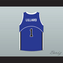 Load image into Gallery viewer, Damian Lillard 1 Oakland High School Wildcats Blue Basketball Jersey 2