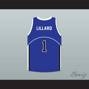 Damian Lillard 1 Oakland High School Wildcats Blue Basketball Jersey 2