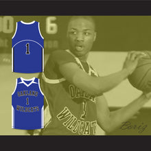 Load image into Gallery viewer, Damian Lillard 1 Oakland High School Wildcats Blue Basketball Jersey