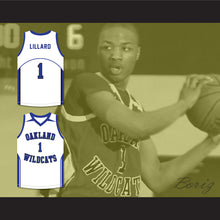 Load image into Gallery viewer, Damian Lillard 1 Oakland High School Wildcats White Basketball Jersey 2