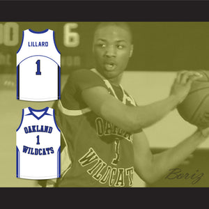 Damian Lillard 1 Oakland High School Wildcats White Basketball Jersey 2