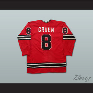 Danny Gruen 8 WHA Michigan Stags Red Hockey Jersey