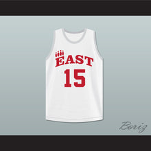 Load image into Gallery viewer, Chad Danforth 15 East High School Wildcats White Practice Basketball Jersey
