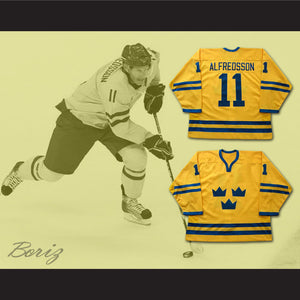 Daniel Alfredsson 11 Team Sweden Yellow Hockey Jersey