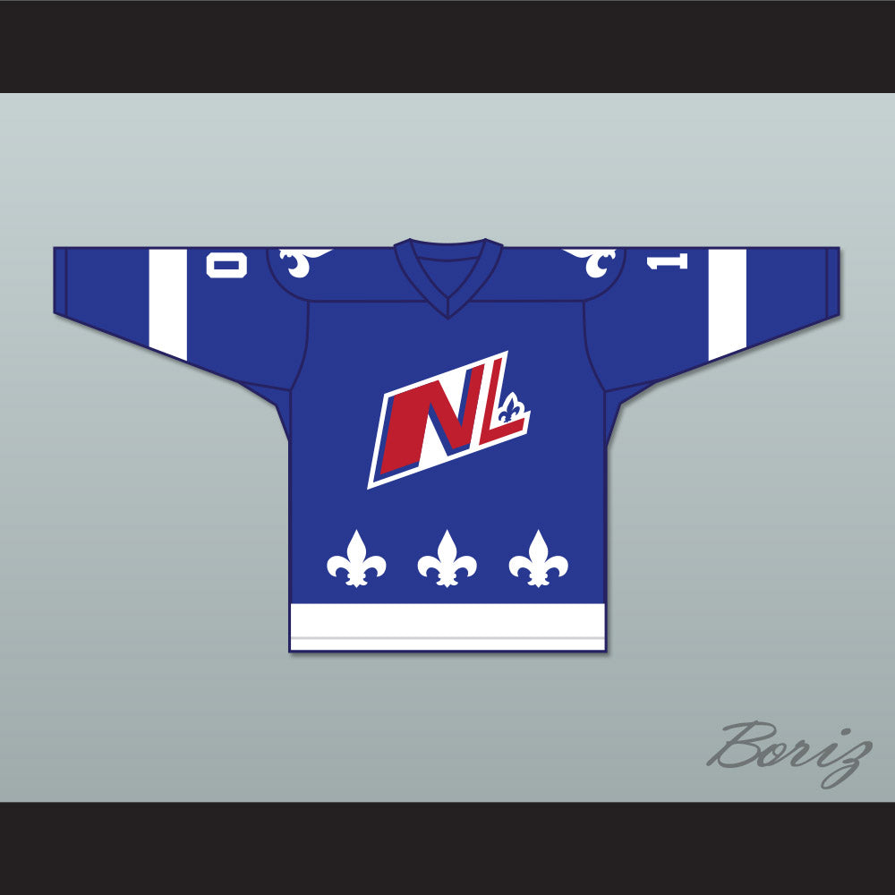Danny Bouchard 10 Le National de Quebec Blue Hockey Jersey- Lance et compte (He Shoots, He Scores)