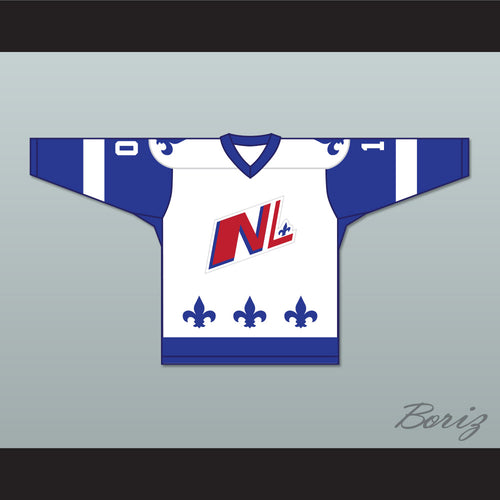 Danny Bouchard 10 Le National de Quebec White Hockey Jersey- Lance et compte (He Shoots, He Scores)