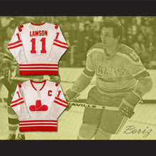 Load image into Gallery viewer, Danny Lawson 11 WHA Calgary Cowboys White Hockey Jersey