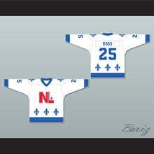 Load image into Gallery viewer, Danny Ross 25 Le National de Québec White Hockey Jersey- Lance et compte (He Shoots, He Scores)