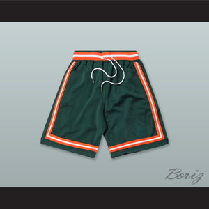 Dark Green Orange and White Basketball Shorts