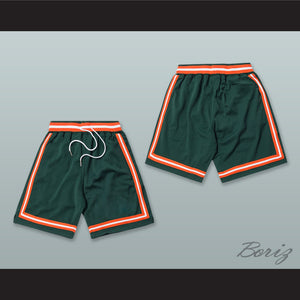 Dark Green Orange and White Basketball Shorts