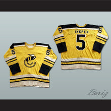 Load image into Gallery viewer, Dave Inkpen 5 WHA Cincinnati Stingers Yellow Hockey Jersey