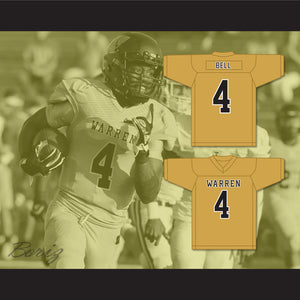 David Bell 4 Warren Central High School Warriors Old Gold Football Jersey 2