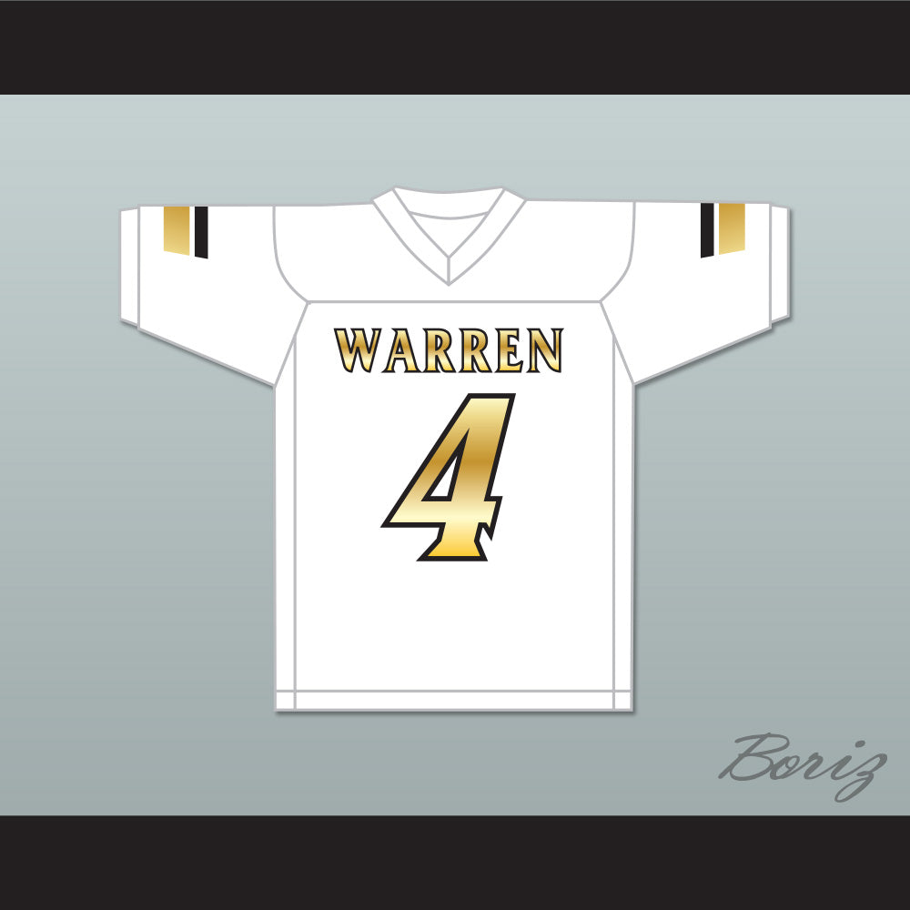 David Bell 4 Warren Central High School Warriors White Football Jersey 2