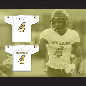 David Bell 4 Warren Central High School Warriors White Football Jersey 2