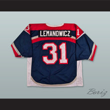 Load image into Gallery viewer, David Lemanowicz 31 Elmira Jackals Navy Blue Hockey Jersey
