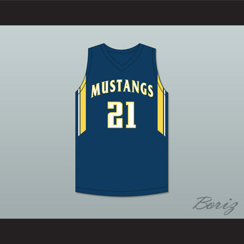 David Roddy 21 Breck School Mustangs Navy Blue Basketball Jersey 2