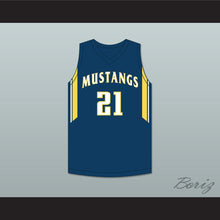 Load image into Gallery viewer, David Roddy 21 Breck School Mustangs Navy Blue Basketball Jersey 1