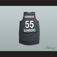 Load image into Gallery viewer, Dawan Robinson 55 Brose Bamberg Germany Dark Gray Basketball Jersey