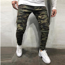 Load image into Gallery viewer, De estilo camuflaje hombres vaqueros de jogging Pantalones militares Slim Multi-Bolsillo de carga pantalones Hip Hop sólido lápiz de color Vaqueros Hombre