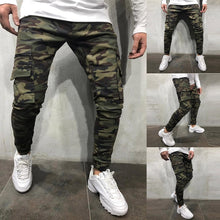 Load image into Gallery viewer, De estilo camuflaje hombres vaqueros de jogging Pantalones militares Slim Multi-Bolsillo de carga pantalones Hip Hop sólido lápiz de color Vaqueros Hombre