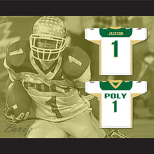 Load image into Gallery viewer, DeSean Jackson 1 Long Beach Polytechnic High School Jackrabbits White Football Jersey 2