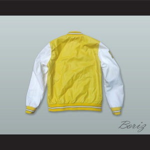 Deaundre Davis 14 Bannon High School Basketball Yellow and White Lab Leather Varsity Letterman Jacket