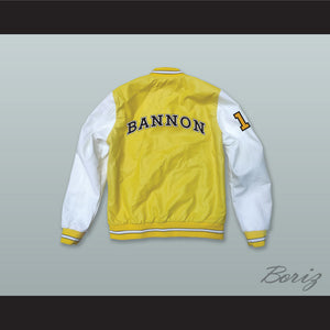 Deaundre Davis 14 Bannon High School Yellow and White Lab Leather Varsity Letterman Jacket