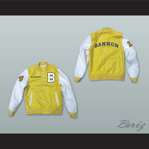 Deaundre Davis 14 Bannon High School Yellow and White Lab Leather Varsity Letterman Jacket