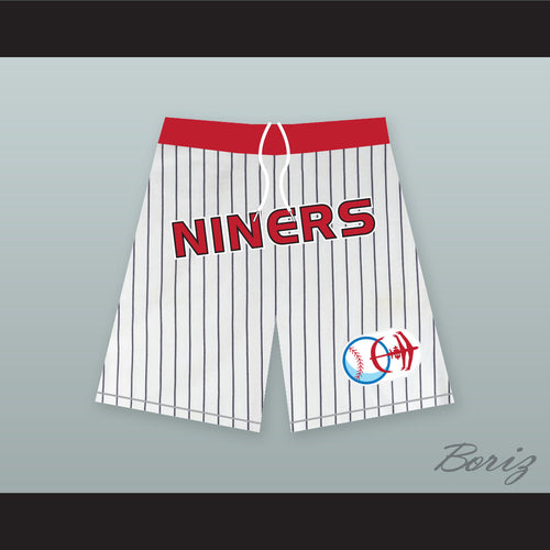 Deep Space Niners White Pinstriped Basketball Shorts with Patch