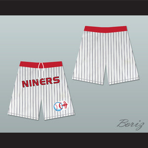 Deep Space Niners White Pinstriped Basketball Shorts with Patch