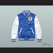 Load image into Gallery viewer, Degrassi Community School Panthers Blue/ White Varsity Letterman Satin Bomber Jacket