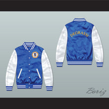Load image into Gallery viewer, Degrassi Community School Panthers Blue/ White Varsity Letterman Satin Bomber Jacket