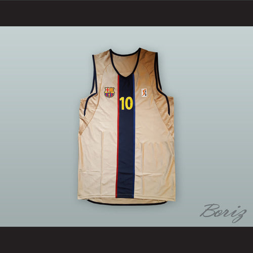 Dejan Bodiroga 10 FC Barcelona Tan Basketball Jersey