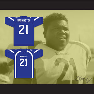 Dennis Washington 21 Liberty Christian School Warriors Blue Football Jersey