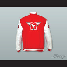 Load image into Gallery viewer, Derek Sutton 9 Hamilton Mustangs Red Wool and White Lab Leather Varsity Letterman Jacket
