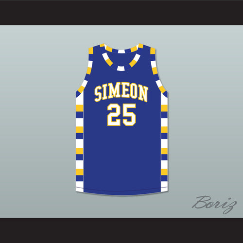 Derrick Rose 25 Simeon Career Academy Wolverines Royal Blue Basketball Jersey