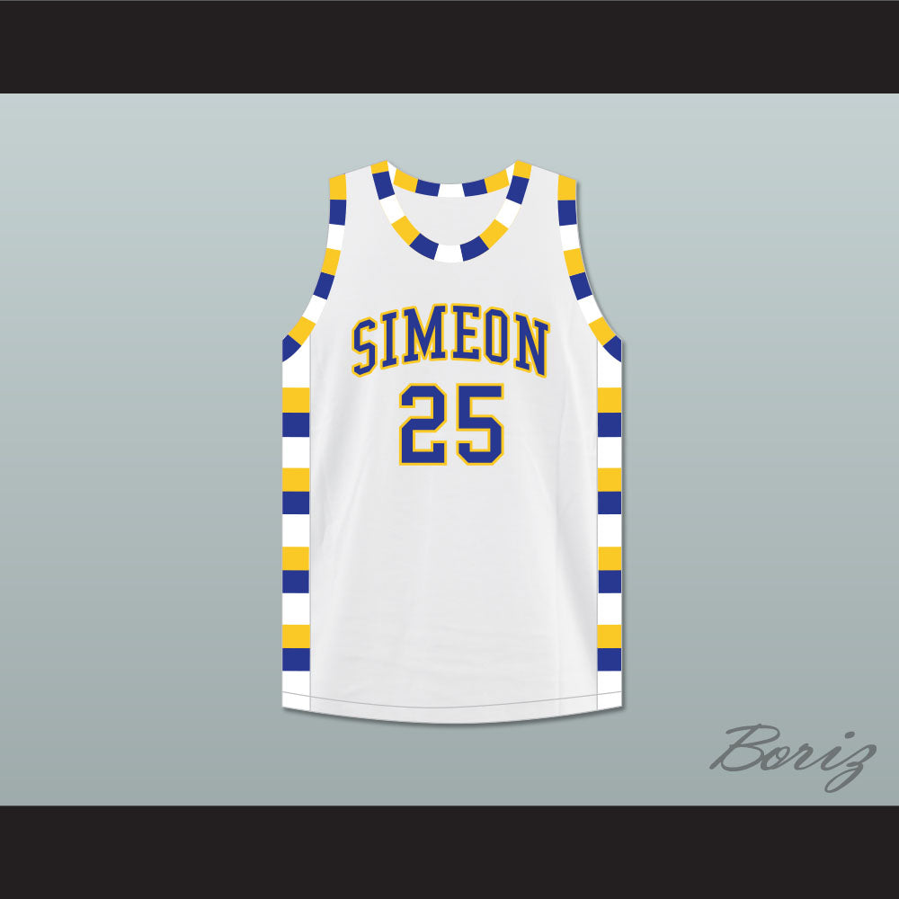 Derrick Rose 25 Simeon Career Academy Wolverines White Basketball Jersey 2