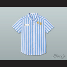Load image into Gallery viewer, Dexter Good Burger Light Blue/ White Striped Polo Shirt 1