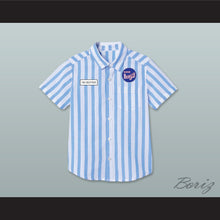 Load image into Gallery viewer, Dexter Good Burger Light Blue/ White Striped Polo Shirt 2