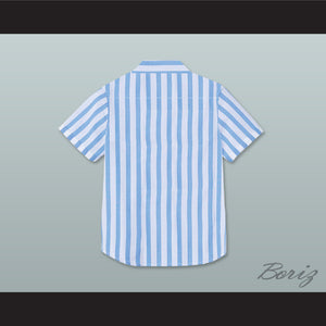 Dexter Good Burger Light Blue/ White Striped Polo Shirt 2