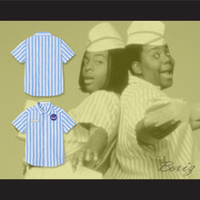 Load image into Gallery viewer, Dexter Good Burger Light Blue/ White Striped Polo Shirt 2