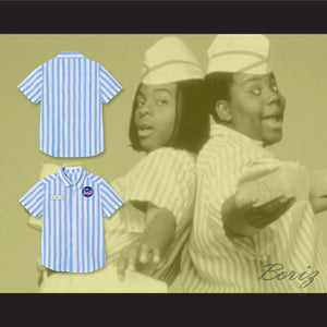 Dexter Good Burger Light Blue/ White Striped Polo Shirt 2
