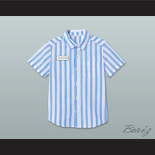 Load image into Gallery viewer, Dexter Good Burger Light Blue/ White Striped Polo Shirt 3