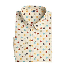 Load image into Gallery viewer, Dioufond Polka Dot Printed Blouse Shirt Women Long Sleeve Cotton Work Wear Blouses White Print Blusa Feminina Navy Top 2017