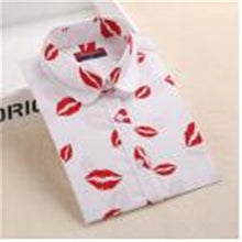 Load image into Gallery viewer, Dioufond Summer Floral Blouse Shirt Women Long Sleeve Tops Cotton Shirts White Navy Blouses Small Flower Blusas Femininas 2016