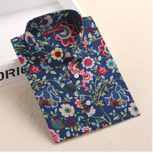 Load image into Gallery viewer, Dioufond Women Summer Blouses Vintage Floral Blouse Long Sleeve Shirt Women Camisas Femininas Female Tops Fashion Cotton Shirt