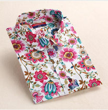 Load image into Gallery viewer, Dioufond Women Summer Blouses Vintage Floral Blouse Long Sleeve Shirt Women Camisas Femininas Female Tops Fashion Cotton Shirt