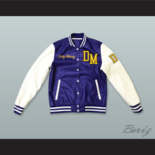 Load image into Gallery viewer, Dirty Money Blue and White Lab Leather Varsity Letterman Jacket